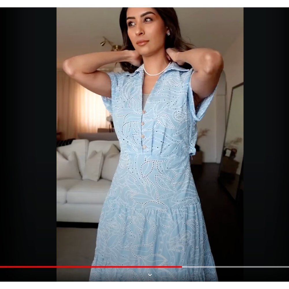 Zara Light Blue Patterned Dress - image 6